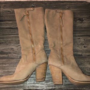 Knee high suede boots